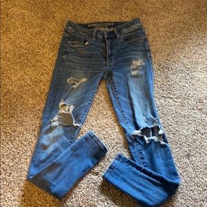 ripped American Eagle high waisted skinny jeans